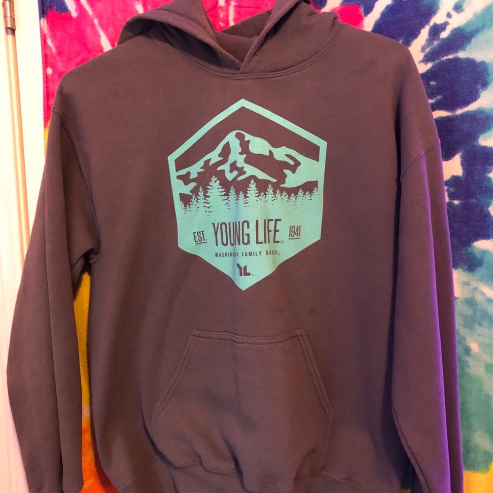 YL  grey hoodie w real details